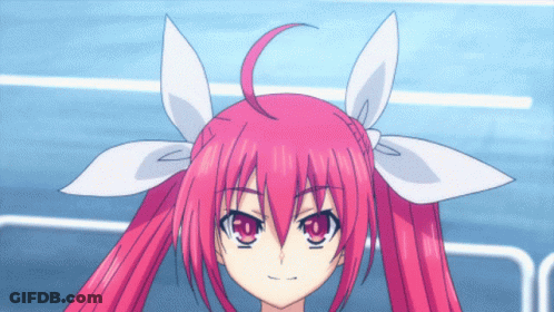 Girl With Pink Hair And White Bows GIF