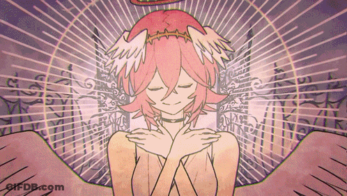 Girl With Pink Hair And White Wings GIF
