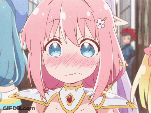 Girl With Pink Hair Blue Eyes And Flower On Head GIF