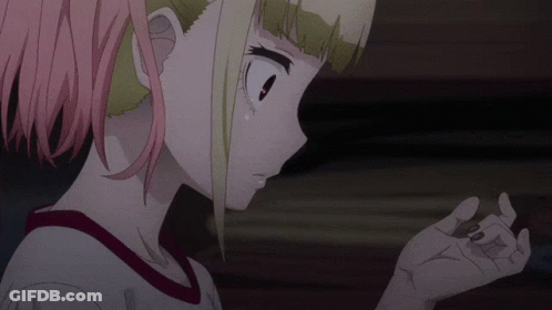 Girl With Pink Hair Close Up GIF