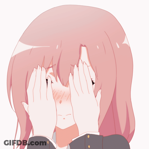 Girl With Pink Hair Covering Eyes GIF