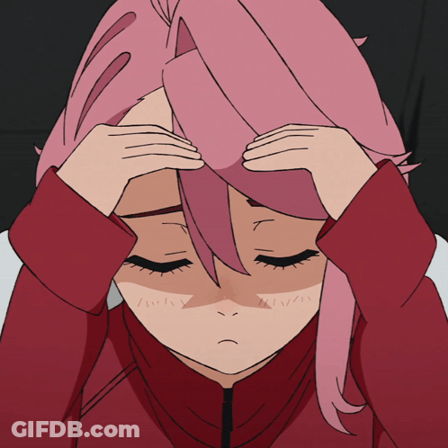 Girl With Pink Hair Covering Face GIF