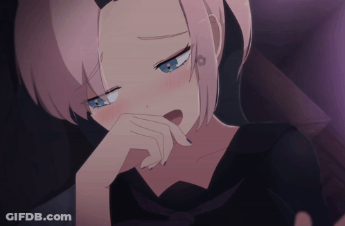 Girl With Pink Hair Covering Mouth GIF