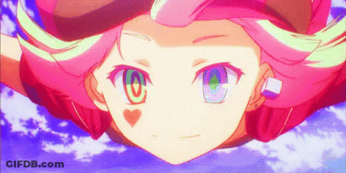 Girl With Pink Hair Flying Through Air GIF