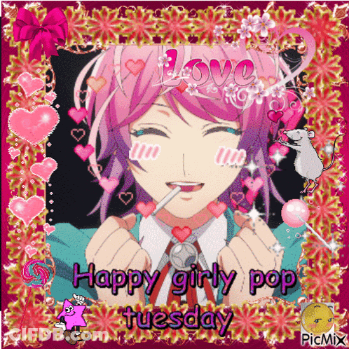 Girl With Pink Hair Happy Girly Pop Tuesday GIF