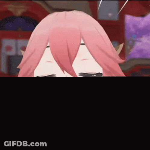 Girl With Pink Hair Holding Book GIF