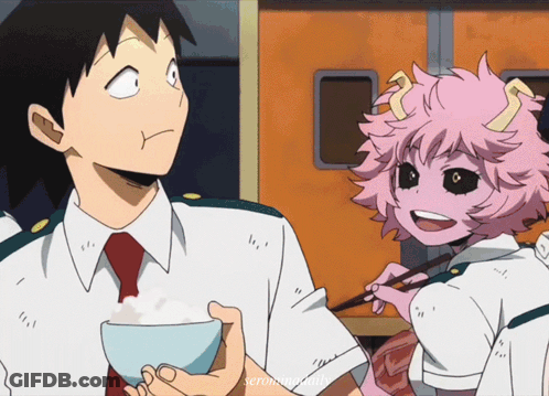 Girl With Pink Hair Holding Chopsticks GIF