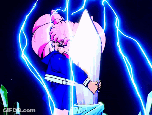 Girl With Pink Hair Holding Crystal GIF