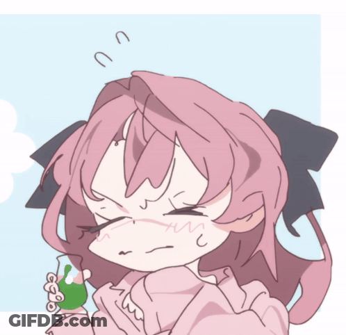 Girl With Pink Hair Holding Green Cup GIF