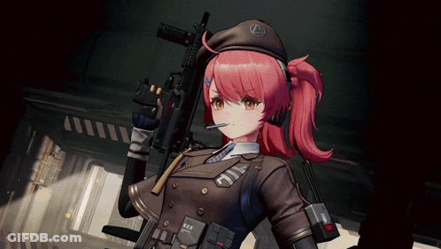 Girl With Pink Hair Holding Gun GIF