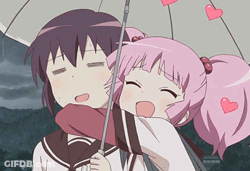 Girl With Pink Hair Holding Heart Umbrella GIF