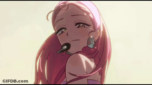 Girl With Pink Hair Holding Microphone GIF