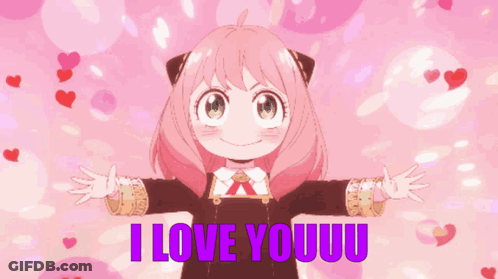 Girl With Pink Hair Hugging Saying I Love Youuu In Purple GIF