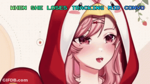 Girl With Pink Hair In Red And White Hoodie With Penguin GIF