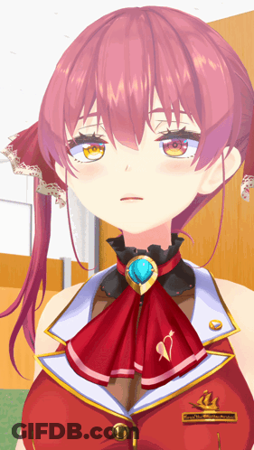 Girl With Pink Hair In Red And White Outfit Saying Captain GIF