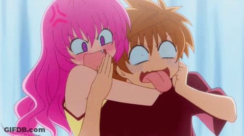Girl With Pink Hair Making Funny Face GIF
