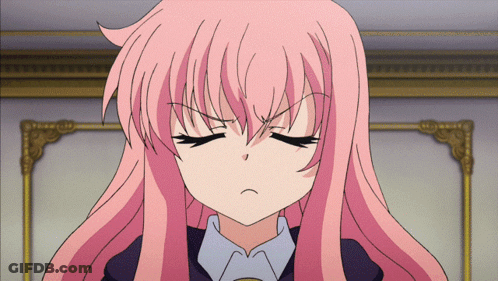 Girl With Pink Hair Making Funny Face Eyes Closed GIF
