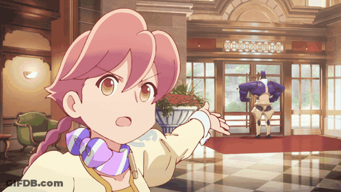 Girl With Pink Hair Pointing GIF
