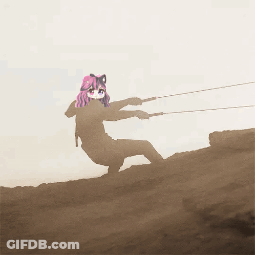 Girl With Pink Hair Pulling Rope GIF
