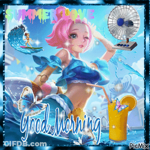 Girl With Pink Hair Saying Good Morning GIF