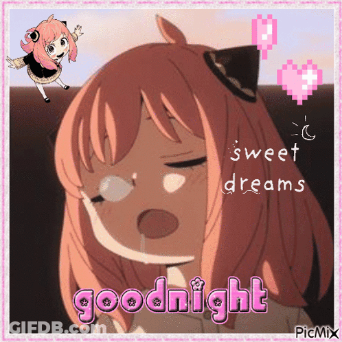 Girl With Pink Hair Saying Goodnight GIF