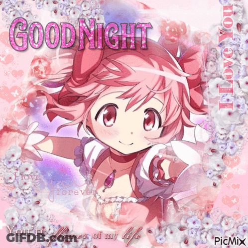 Girl With Pink Hair Saying Goodnight You're Flowers Of My Life GIF