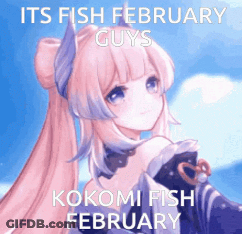 Girl With Pink Hair Saying It's Fish February Guys Kokomi GIF