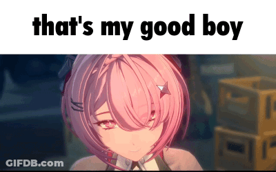Girl With Pink Hair Saying That's My Good Boy GIF