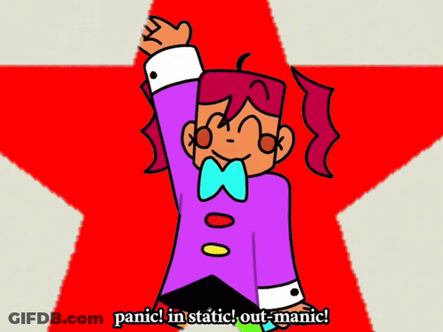 Girl With Pink Hair Says Panic In Static Out-Manic GIF