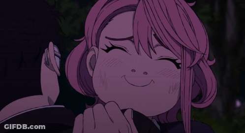 Girl With Pink Hair Smiling Held By Man GIF