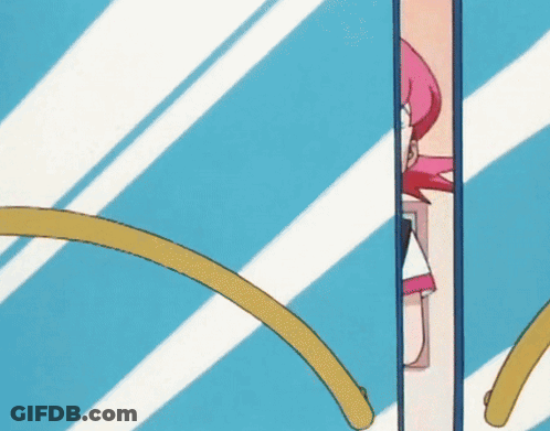 Girl With Pink Hair Standing In Doorway GIF