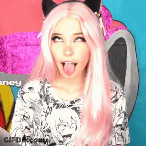 Girl With Pink Hair Sticking Tongue Out Wearing Honey Shirt GIF
