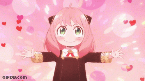Girl With Pink Hair Surrounded By Hearts GIF