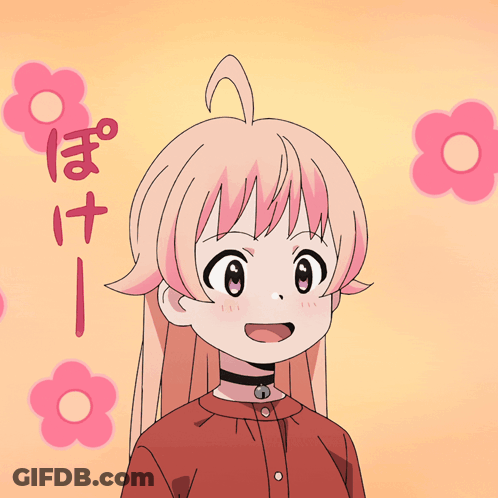 Girl With Pink Hair Surrounded By Pink Flowers And Black Choker GIF