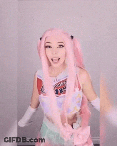 Girl With Pink Hair Wearing Bi Icon Shirt GIF