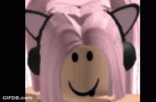 Girl With Pink Hair Wearing Headphones And Smiley Face GIF