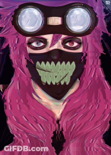 Girl With Pink Hair Wearing Mask And Goggles GIF