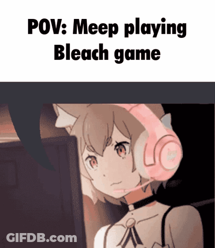 Girl With Pink Headphones Playing Bleach GIF
