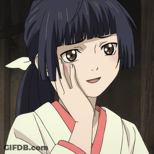 Girl With Ponytail And Hand On Cheek GIF