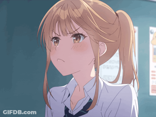 Girl With Ponytail Looking Angry GIF