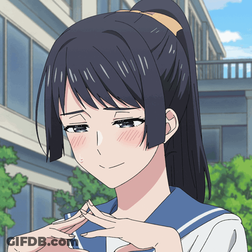 Girl With Ponytail Making Peace Sign GIF