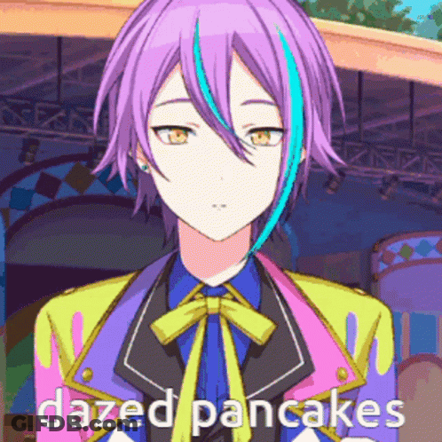 Girl With Purple And Blue Hair Dazed Pancakes GIF