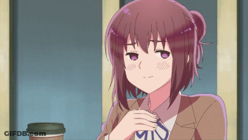 Girl With Purple Eyes And Coffee Cup GIF