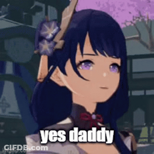 Girl With Purple Eyes And Flower Saying Yes Daddy GIF
