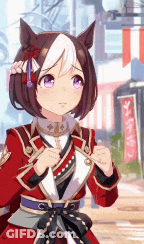Girl With Purple Eyes And Red Jacket By Sign A GIF