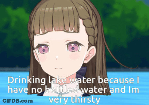 Girl With Purple Eyes Drinking Lake Water GIF
