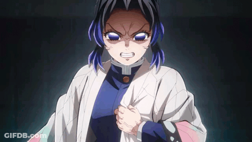Girl With Purple Eyes Fist In Air Dark GIF