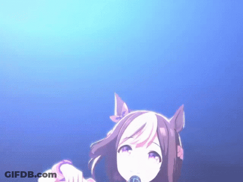 Girl With Purple Eyes Holding Microphone GIF