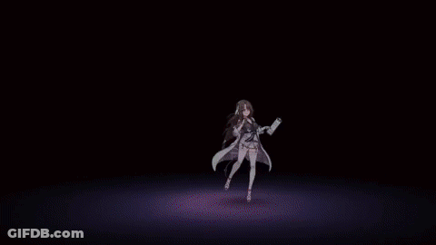 Girl With Purple Eyes Holding Pen GIF