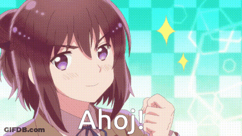 Girl With Purple Eyes Making Fist Ahoj GIF